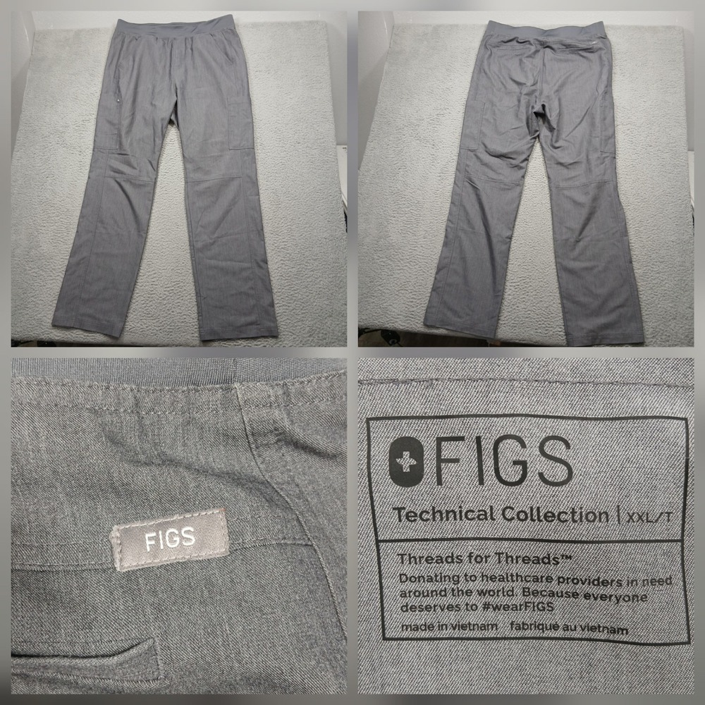 FIGS Technical Collection Scrub Pants Men's XXL/T Gray Straight Leg